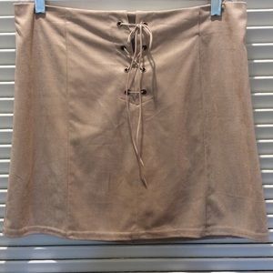 Forever 21 faux suede lace tie tan skirt sz M